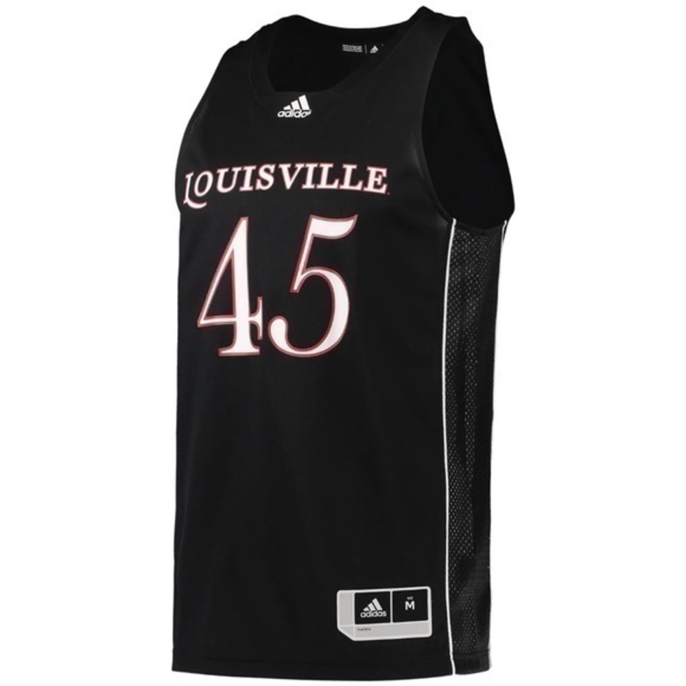 Men's adidas #45 Black Louisville Cardinals Swingman Basketball Jersey